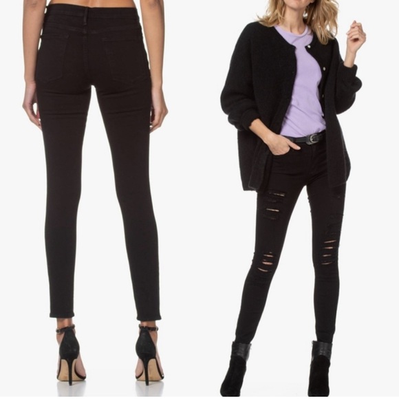 Frame Black Skinny Jeans. Distress in the Front Only. Like New! - Picture 1 of 13